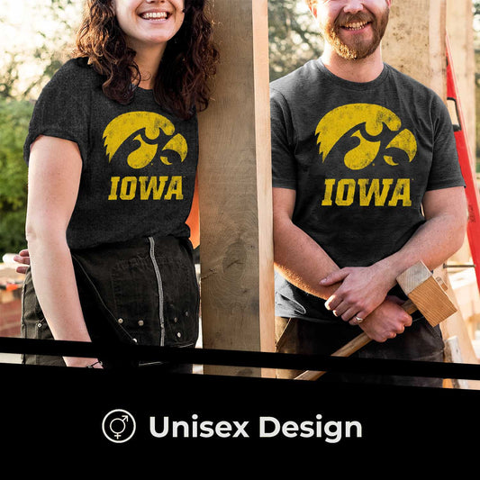 Iowa Hawkeyes Adult MVP Heathered Cotton Blend T-Shirt - Black