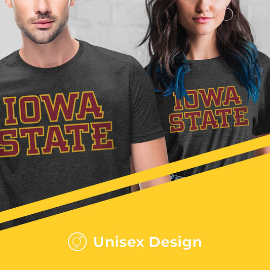 Iowa State Cyclones Campus Colors NCAA Adult Cotton Blend Charcoal Tagless T-Shirt - Charcoal
