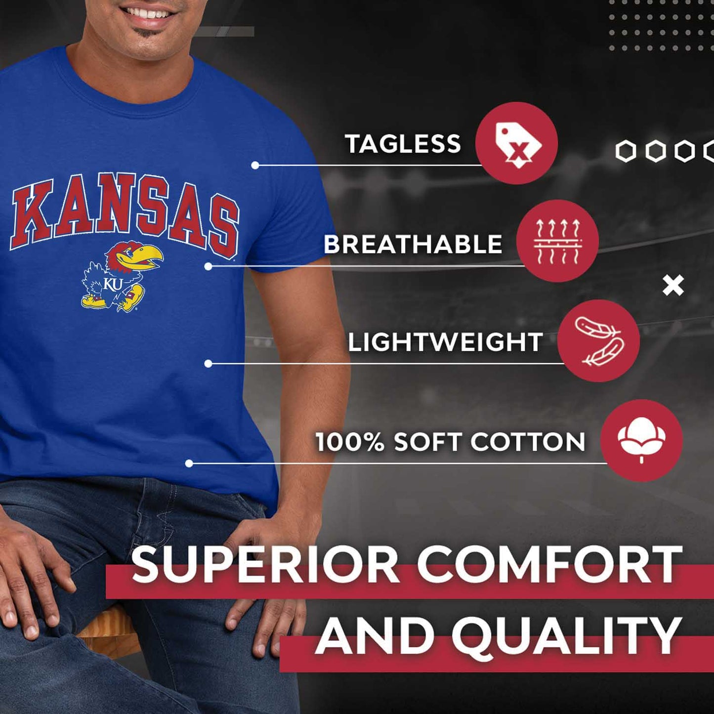 Kansas Jayhawks NCAA Adult Gameday Cotton T-Shirt - Royal