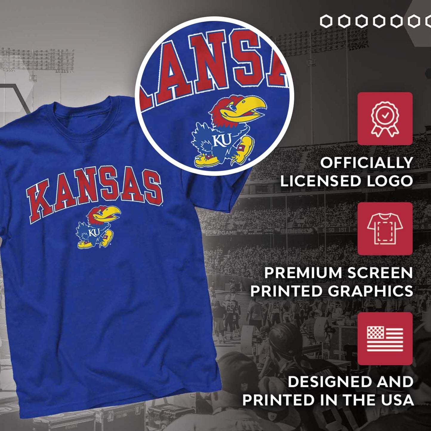 Kansas Jayhawks NCAA Adult Gameday Cotton T-Shirt - Royal