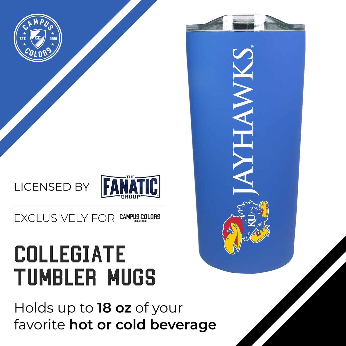 Kansas Jayhawks NCAA Stainless Steel Tumbler perfect for Gameday - Royal