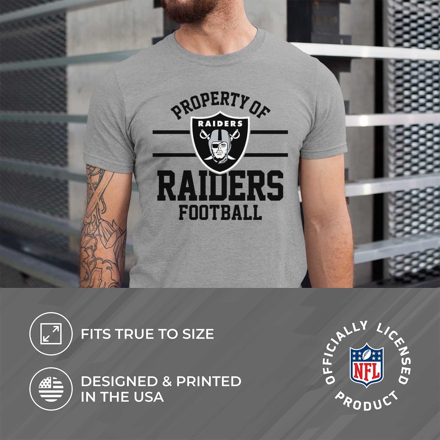 Las Vegas Raiders NFL Adult Property Of T-Shirt - Sport Gray