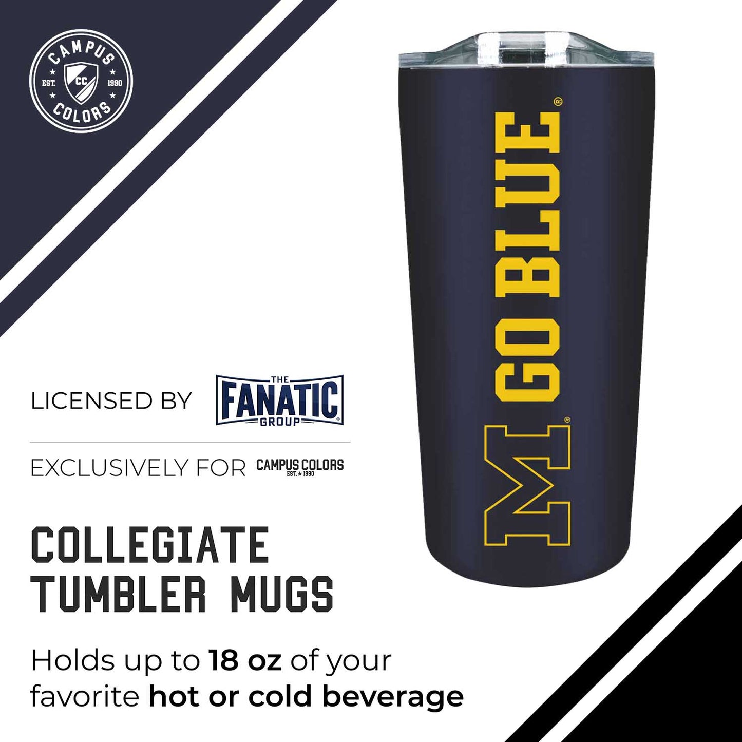 Michigan Wolverines NCAA Stainless Steel Tumbler perfect for Gameday - Navy