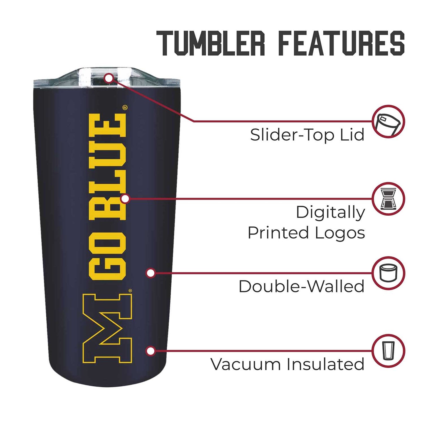 Michigan Wolverines NCAA Stainless Steel Tumbler perfect for Gameday - Navy