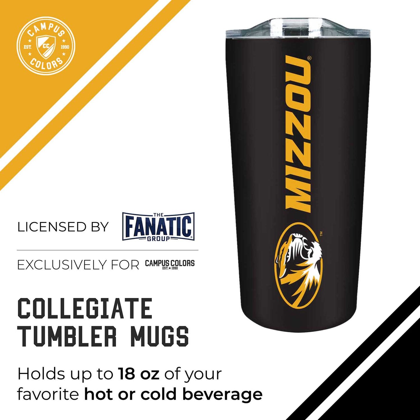 Missouri Tigers NCAA Stainless Steel Tumbler perfect for Gameday - Black