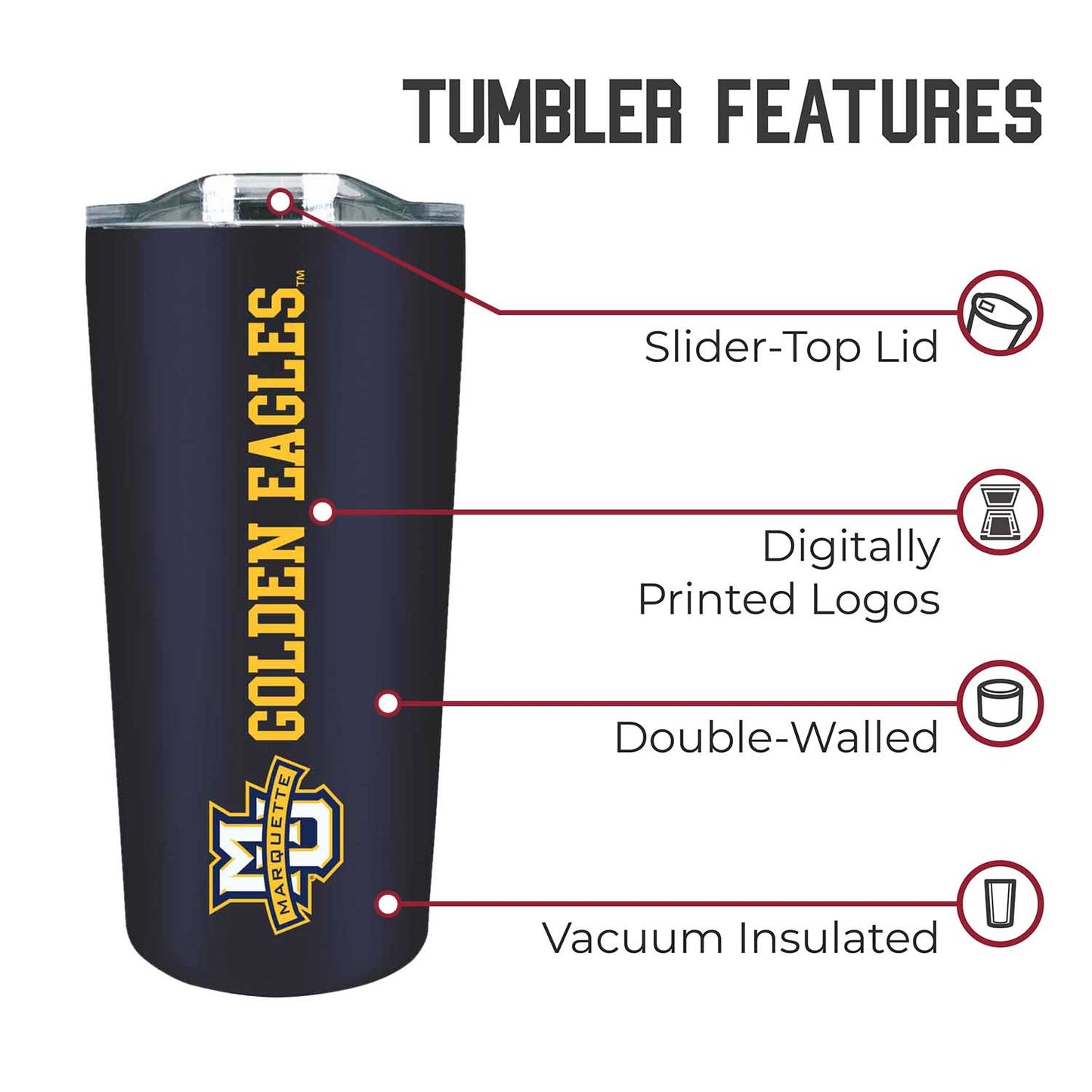 Marquette Golden Eagles NCAA Stainless Steel Tumbler perfect for Gameday - Navy