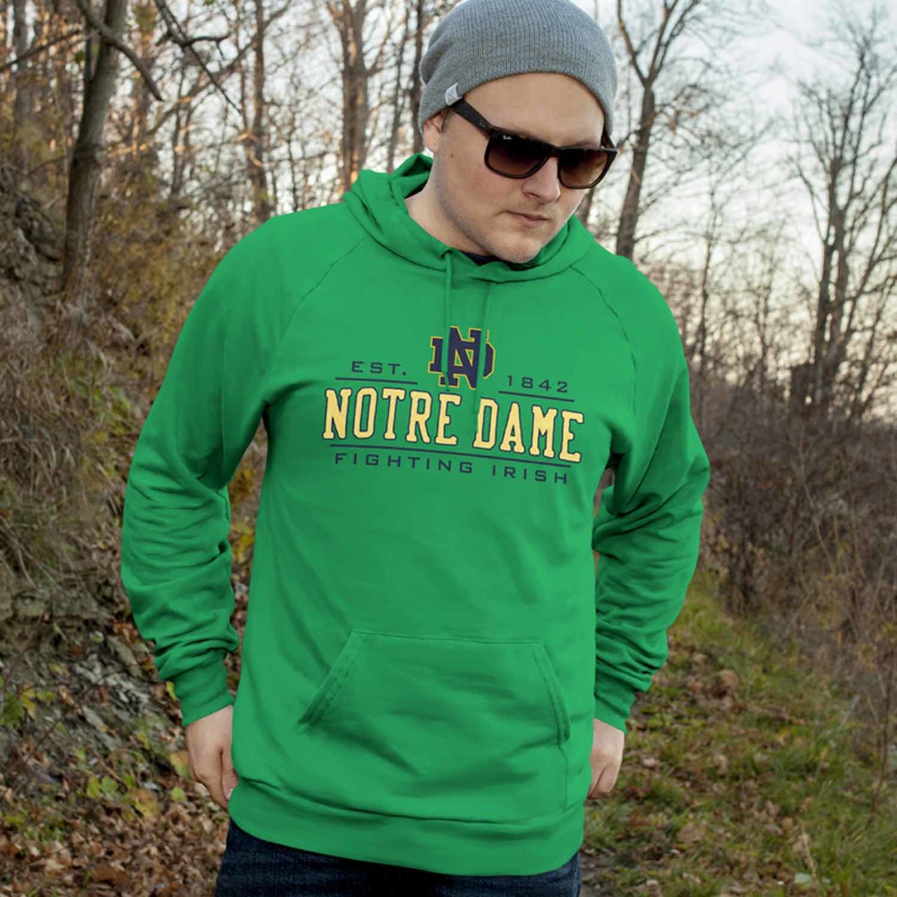 Notre Dame Fighting Irish Adult Powerblend Hooded Sweatshirt - Green