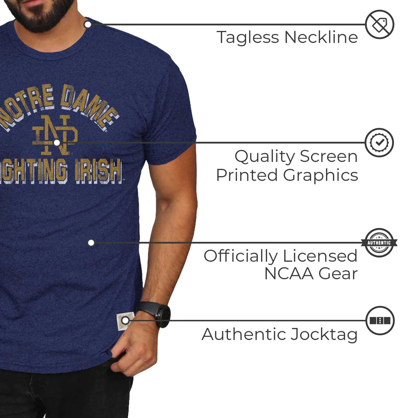Notre Dame Fighting Irish Adult College Team Color T-Shirt - Navy