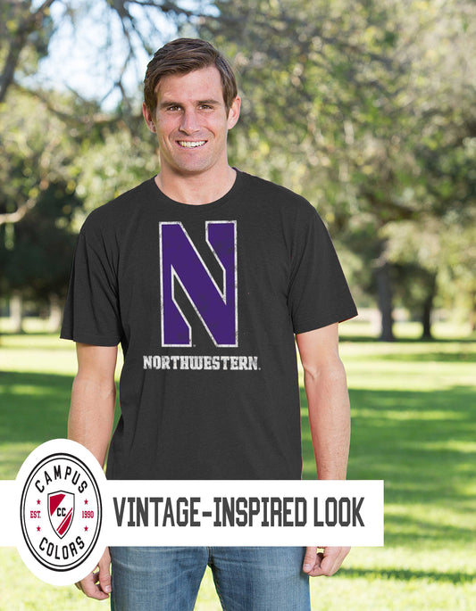 Northwestern Wildcats Adult MVP Heathered Cotton Blend T-Shirt - Black