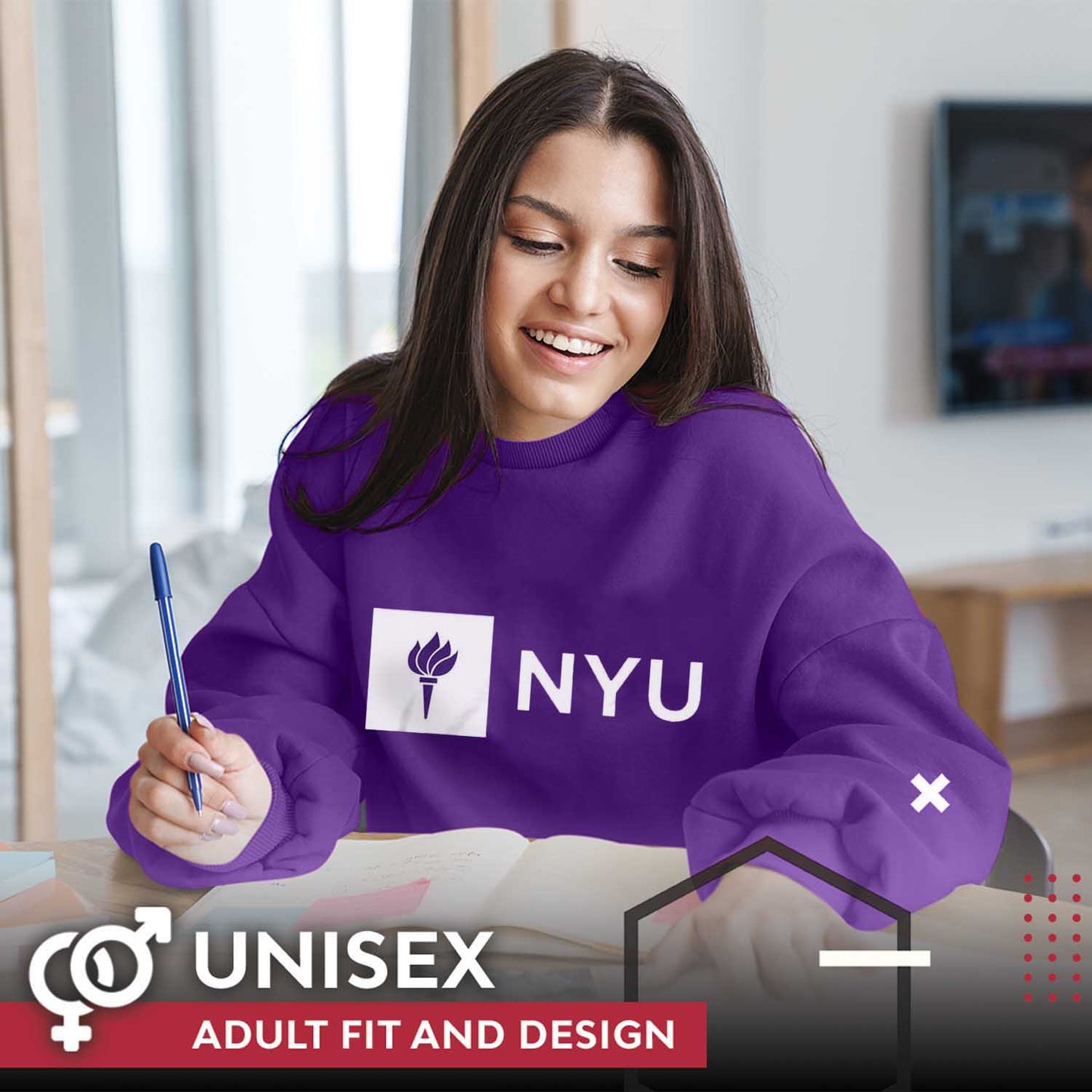 NYU Violets Adult Just Logo Crewneck Sweatshirt - Purple