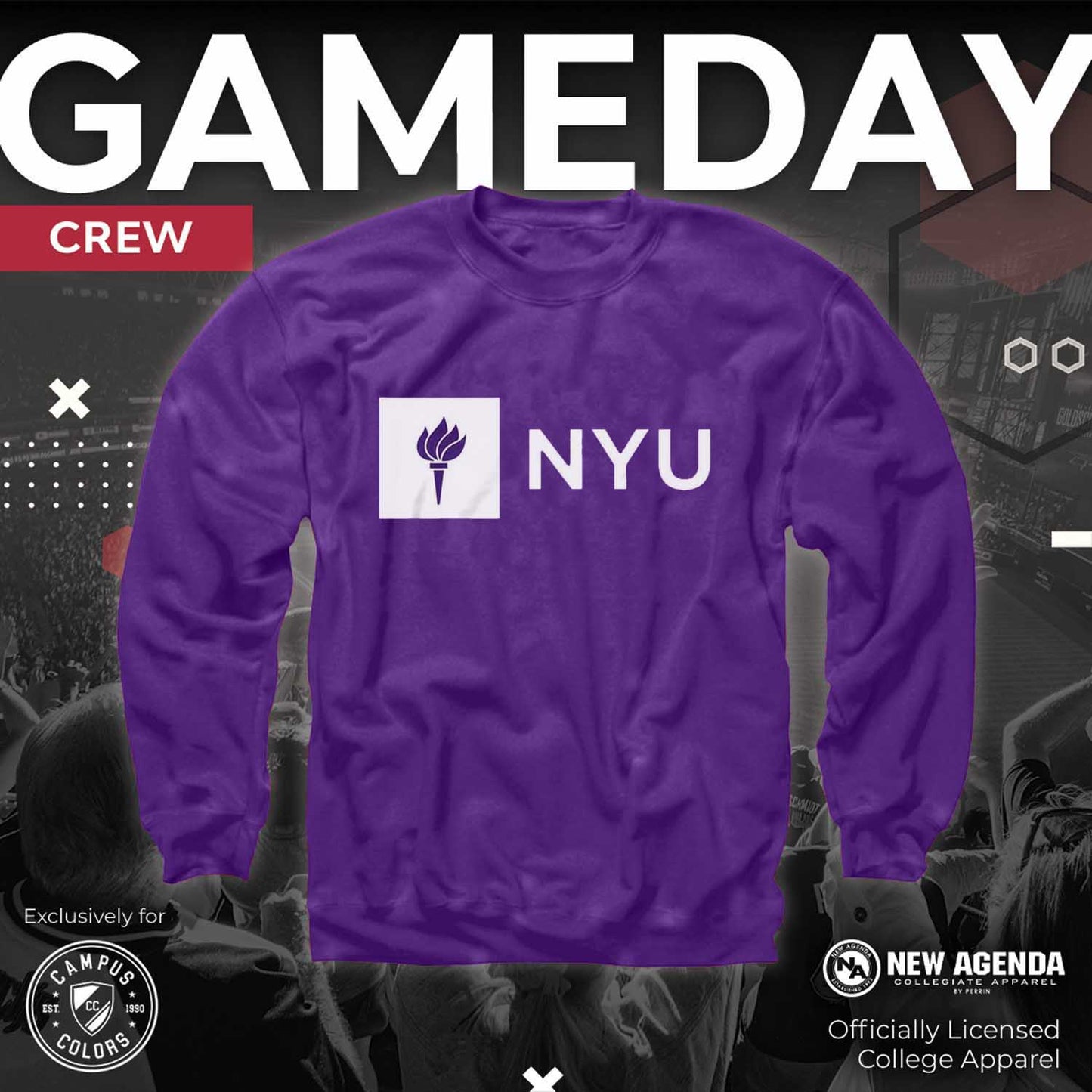 NYU Violets Adult Just Logo Crewneck Sweatshirt - Purple
