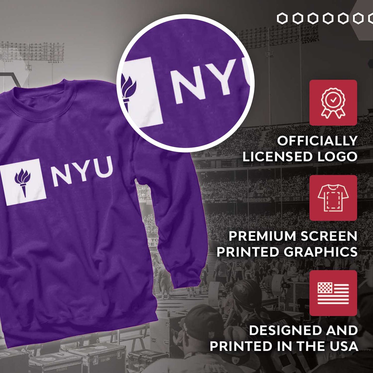 NYU Violets Adult Just Logo Crewneck Sweatshirt - Purple