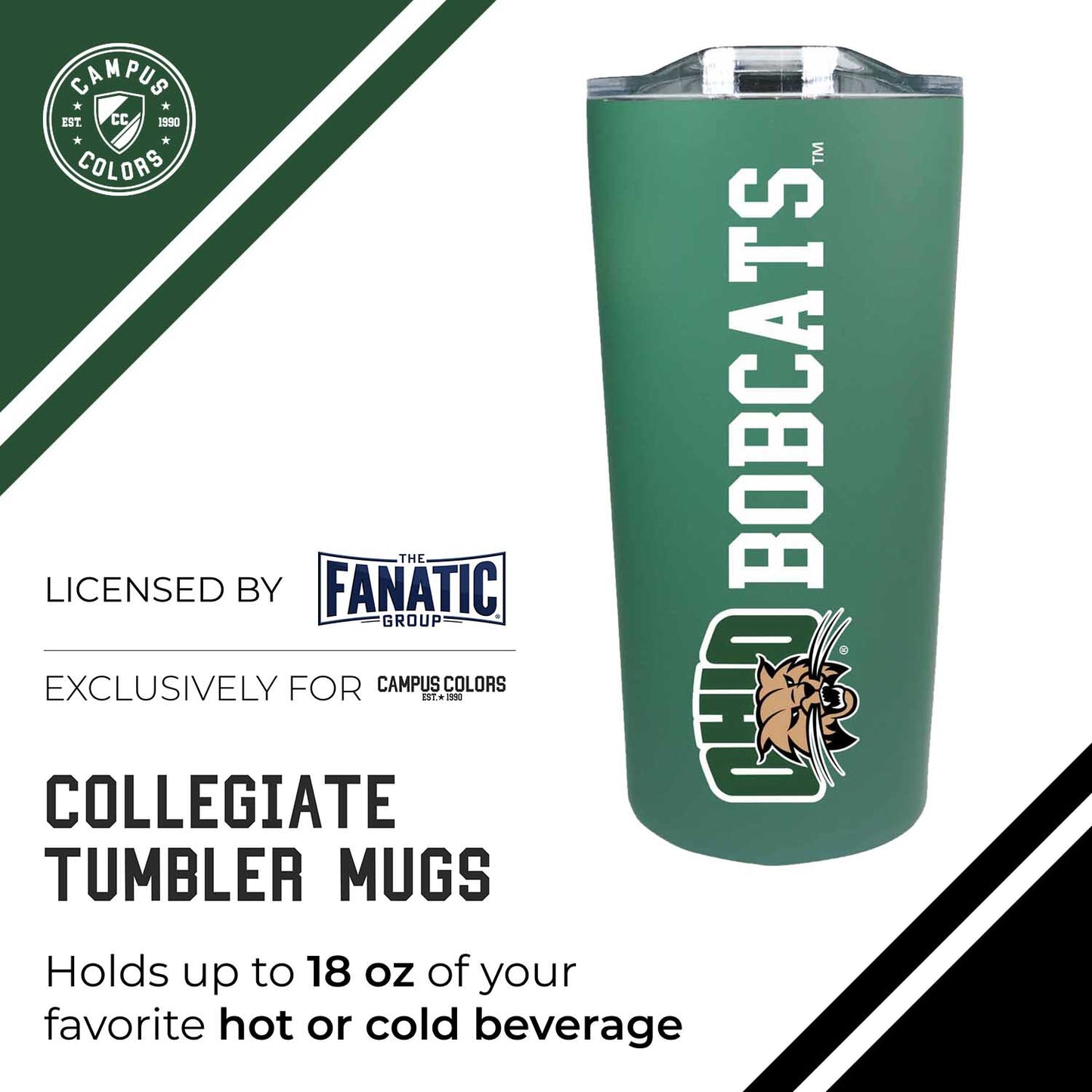 Ohio Bobcats NCAA Stainless Steel Tumbler perfect for Gameday - Green