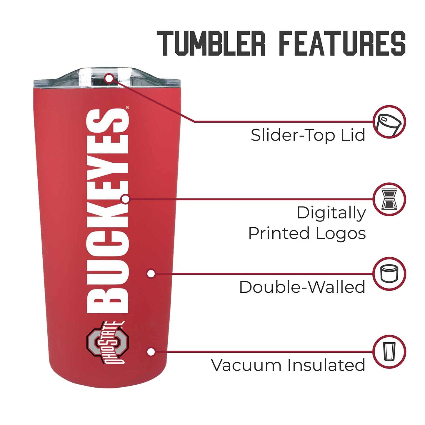 Ohio State Buckeyes NCAA Stainless Steel Tumbler perfect for Gameday - Red