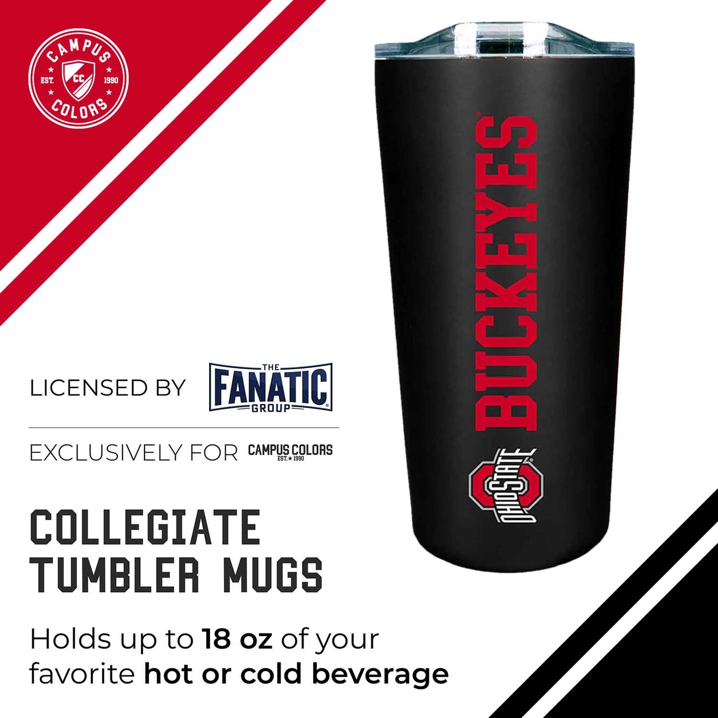 Ohio State Buckeyes NCAA Stainless Steel Tumbler perfect for Gameday - Black