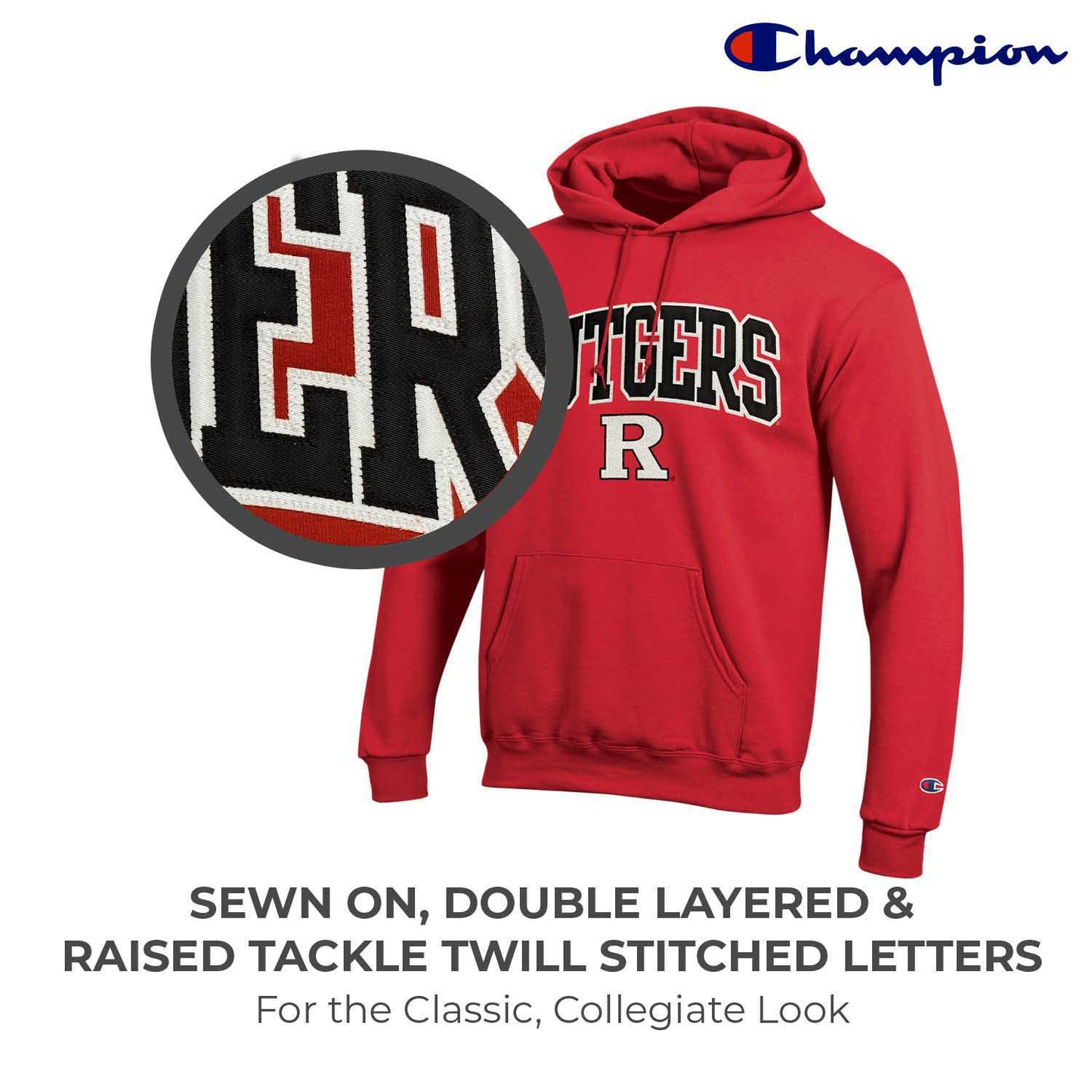 Rutgers Scarlet Knights Champion Adult Tackle Twill Hooded Sweatshirt - Red