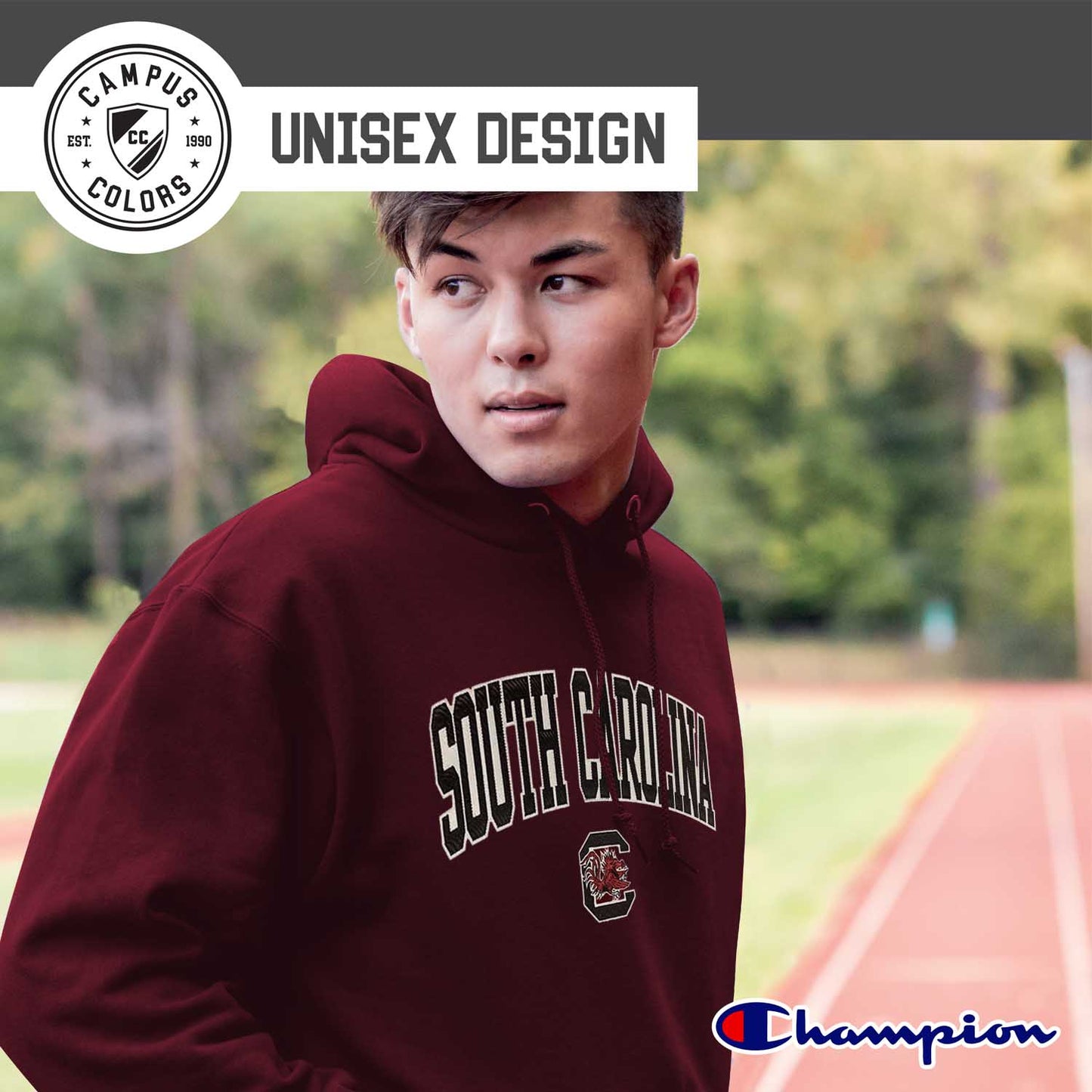 South Carolina Gamecocks Champion Adult Tackle Twill Hooded Sweatshirt - Maroon