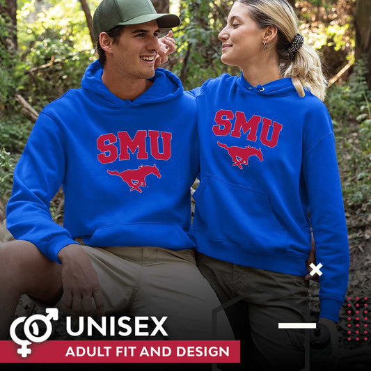 SMU Mustangs Campus Colors Adult Arch & Logo Soft Style Gameday Hooded Sweatshirt  - Royal