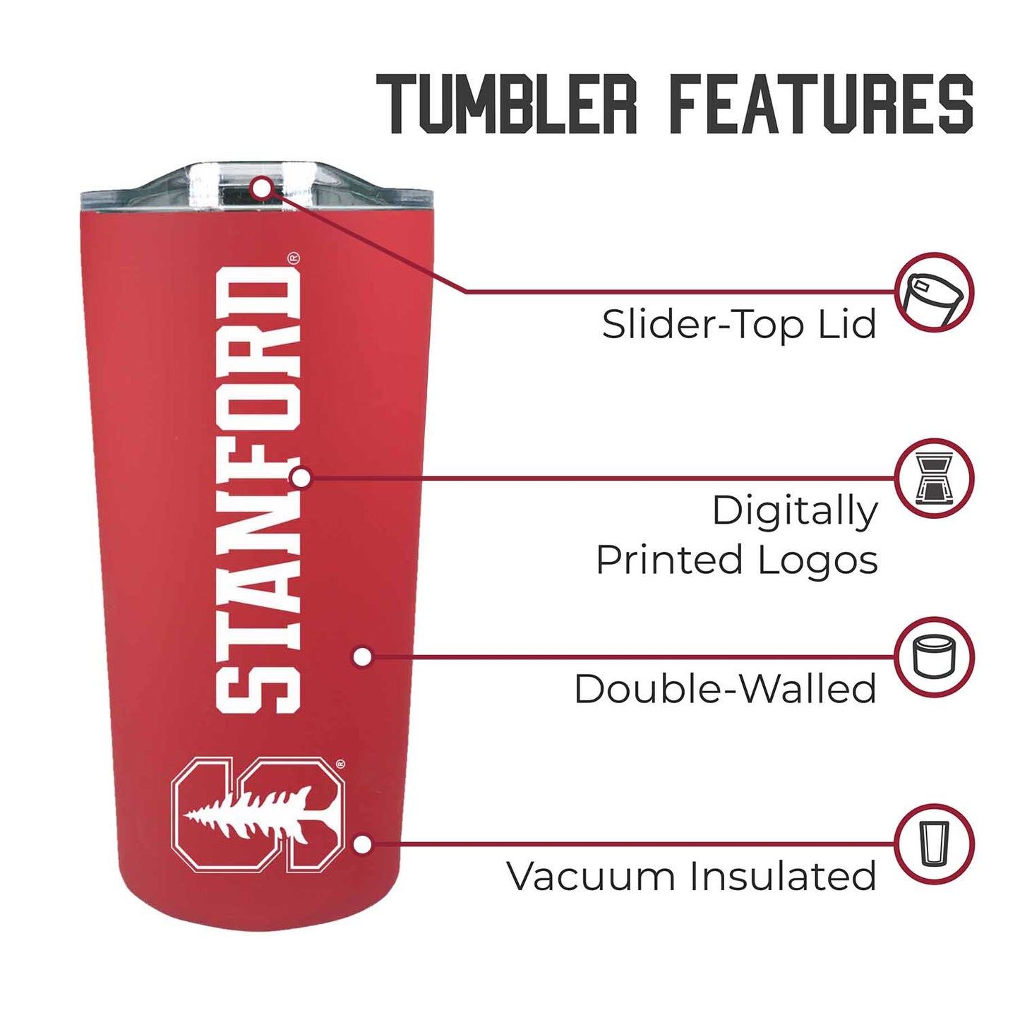 Stanford Cardinal NCAA Stainless Steel Tumbler perfect for Gameday - Cardinal