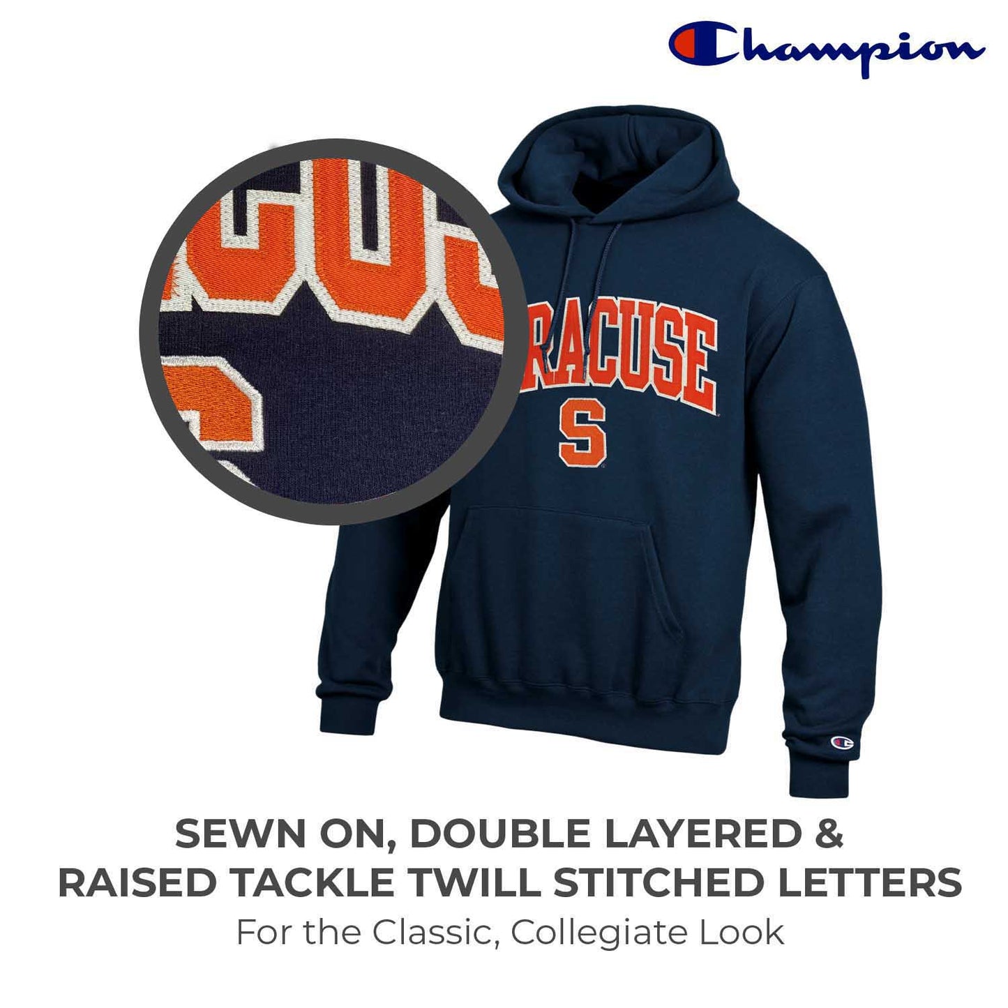 Syracuse Orange Champion Adult Tackle Twill Hooded Sweatshirt - Navy