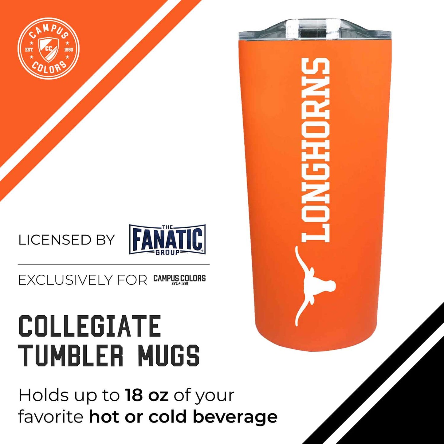 Texas Longhorns NCAA Stainless Steel Tumbler perfect for Gameday - Texas Orange
