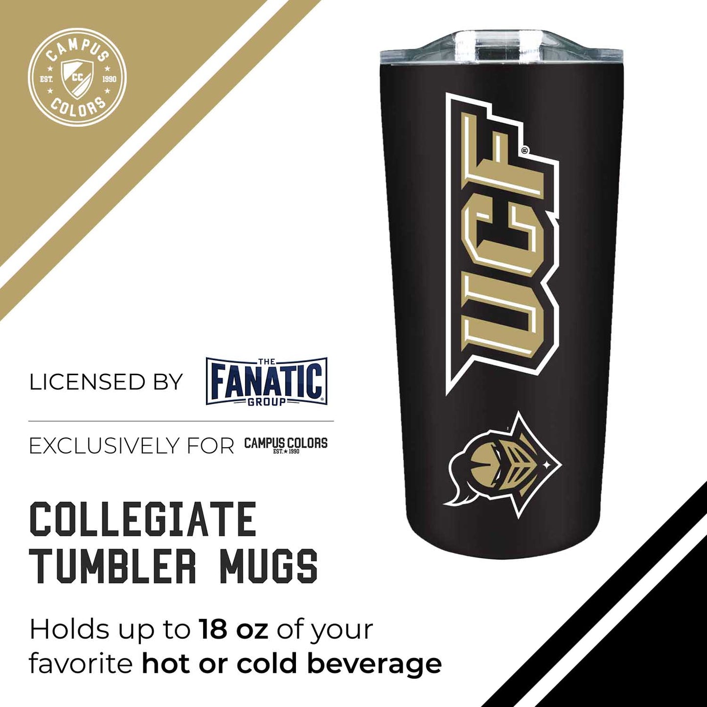 Central Florida Knights NCAA Stainless Steel Tumbler perfect for Gameday - Black