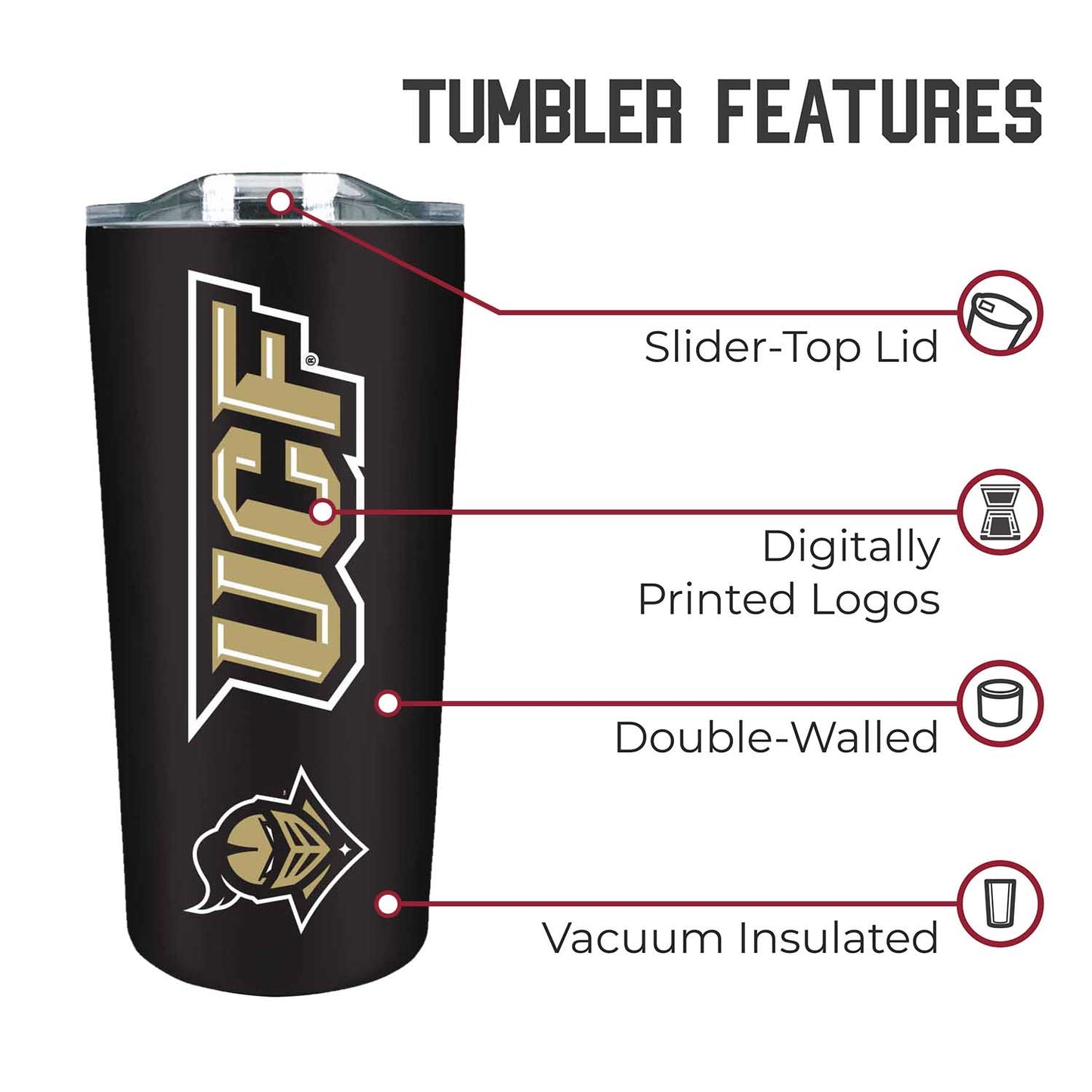 Central Florida Knights NCAA Stainless Steel Tumbler perfect for Gameday - Black