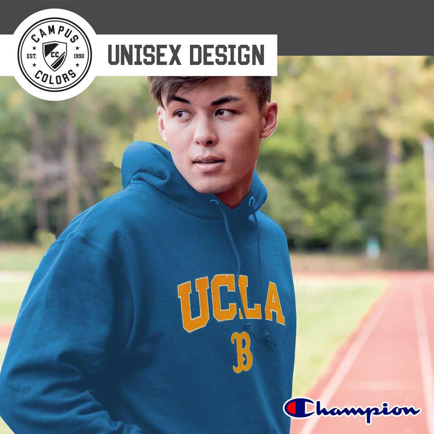 UCLA Bruins Champion Adult Tackle Twill Hooded Sweatshirt - Light Blue