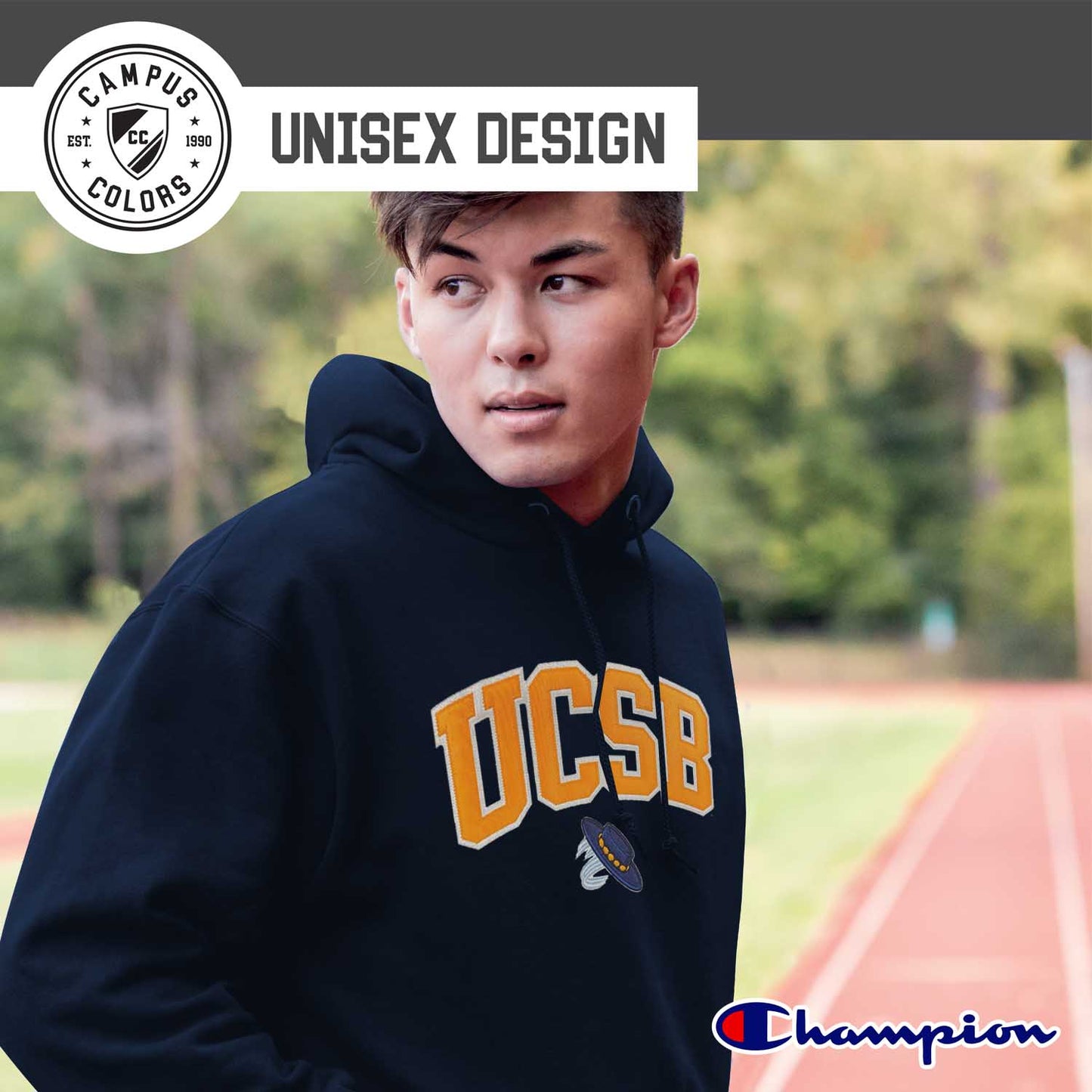 UCSB Gauchos Champion Adult Tackle Twill Hooded Sweatshirt - Navy