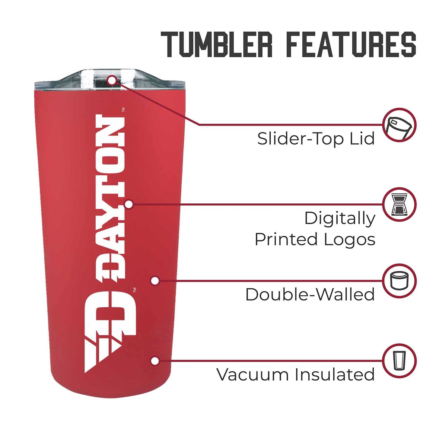 Dayton Flyers NCAA Stainless Steel Tumbler perfect for Gameday - Red