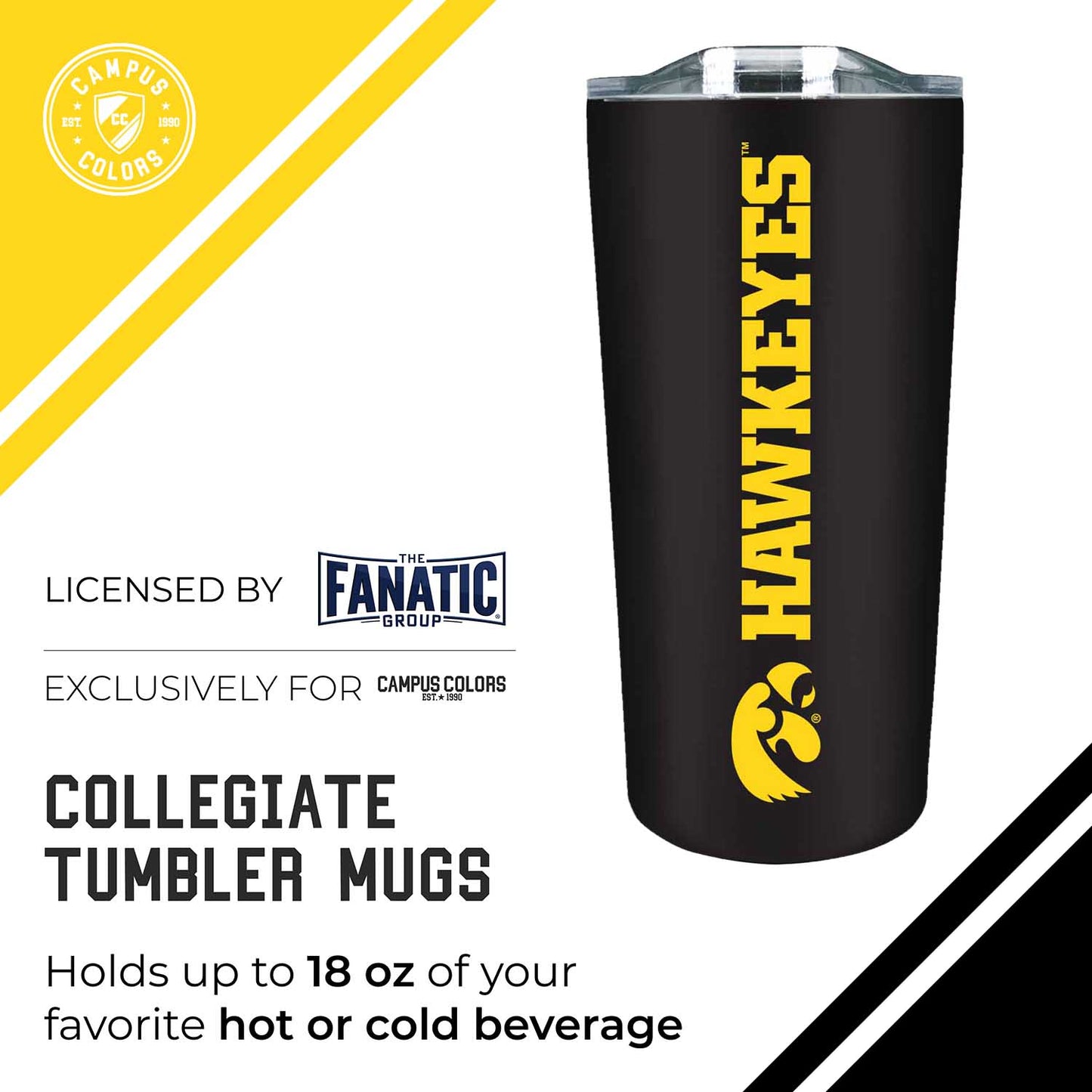 Iowa Hawkeyes NCAA Stainless Steel Tumbler perfect for Gameday - Black