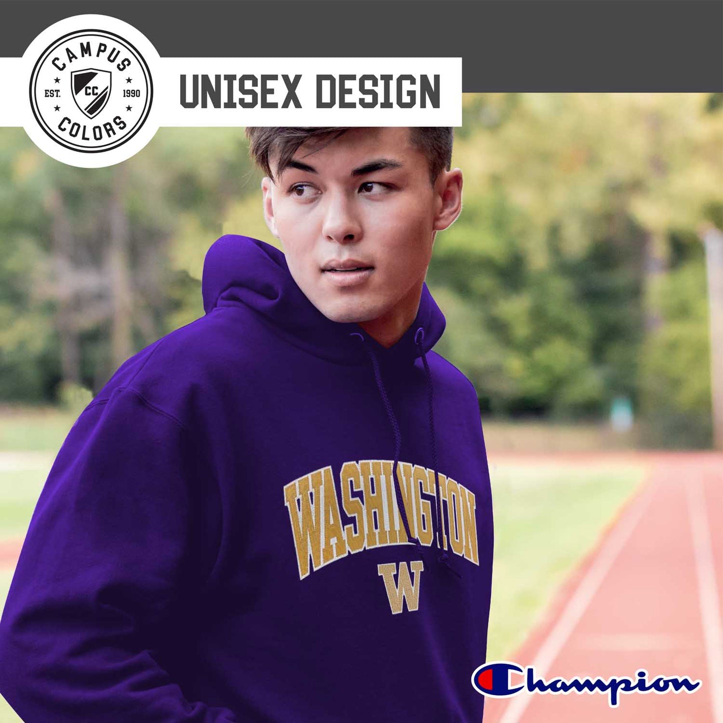 Washington Huskies Champion Adult Tackle Twill Hooded Sweatshirt - Purple