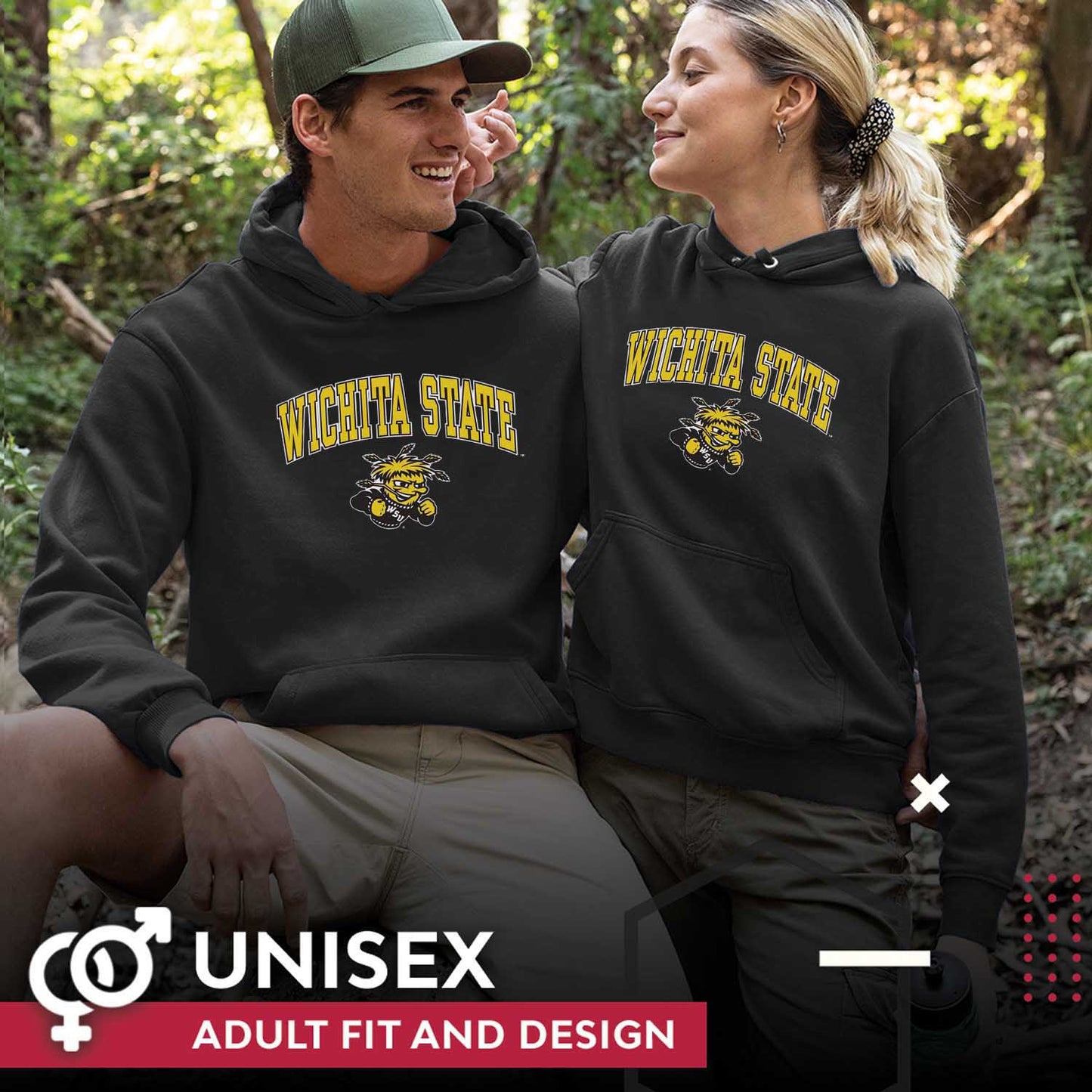 Wichita State Shockers Adult Arch & Logo Soft Style Gameday Hooded Sweatshirt - Black
