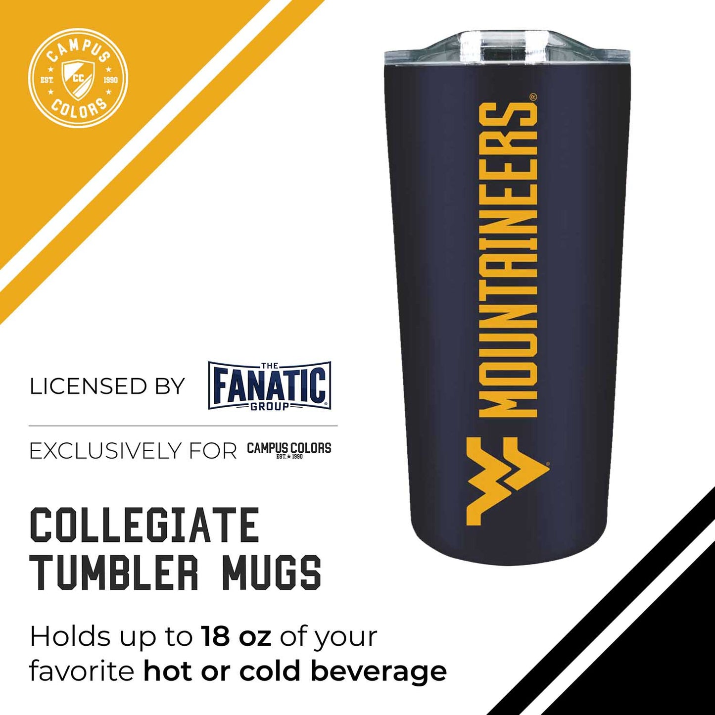 West Virginia Mountaineers NCAA Stainless Steel Tumbler perfect for Gameday - Navy