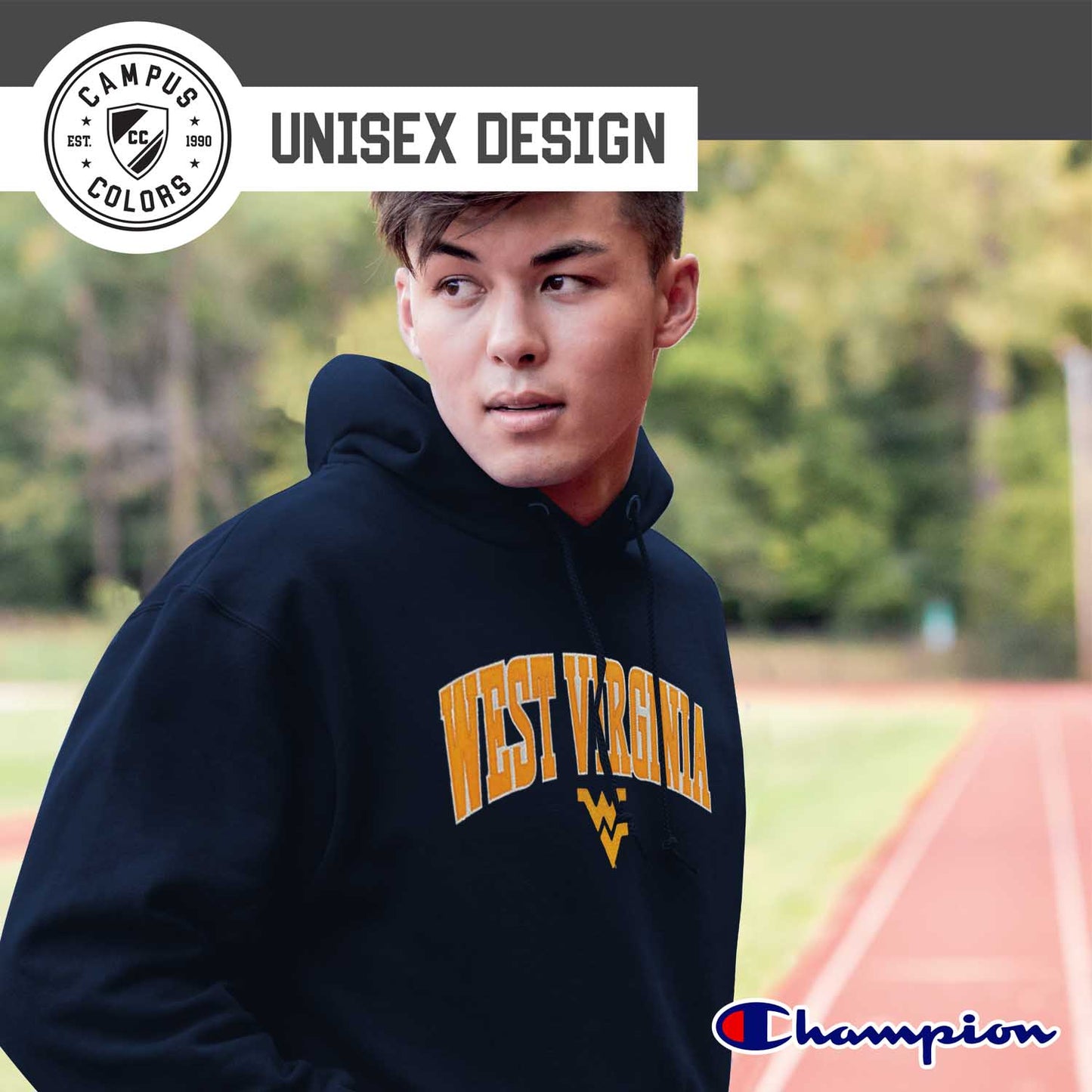 West Virginia Mountaineers Champion Adult Tackle Twill Hooded Sweatshirt - Navy