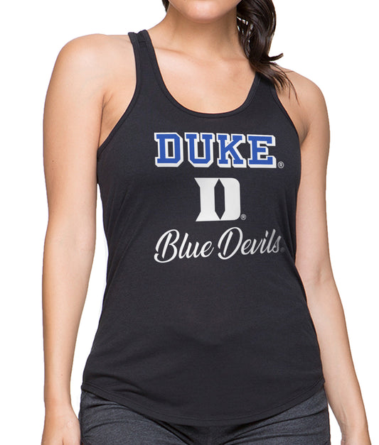 Duke Blue Devils NCAA Womens Tag-Less Ultra Soft Tailgate Tank Top - Black Heather
