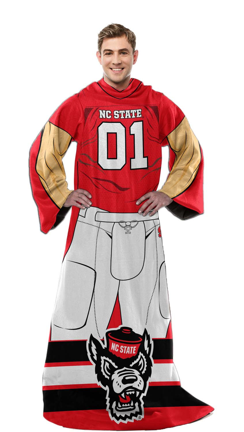 NC State Wolfpack NCAA Team Wearable Blanket with Sleeves - Red