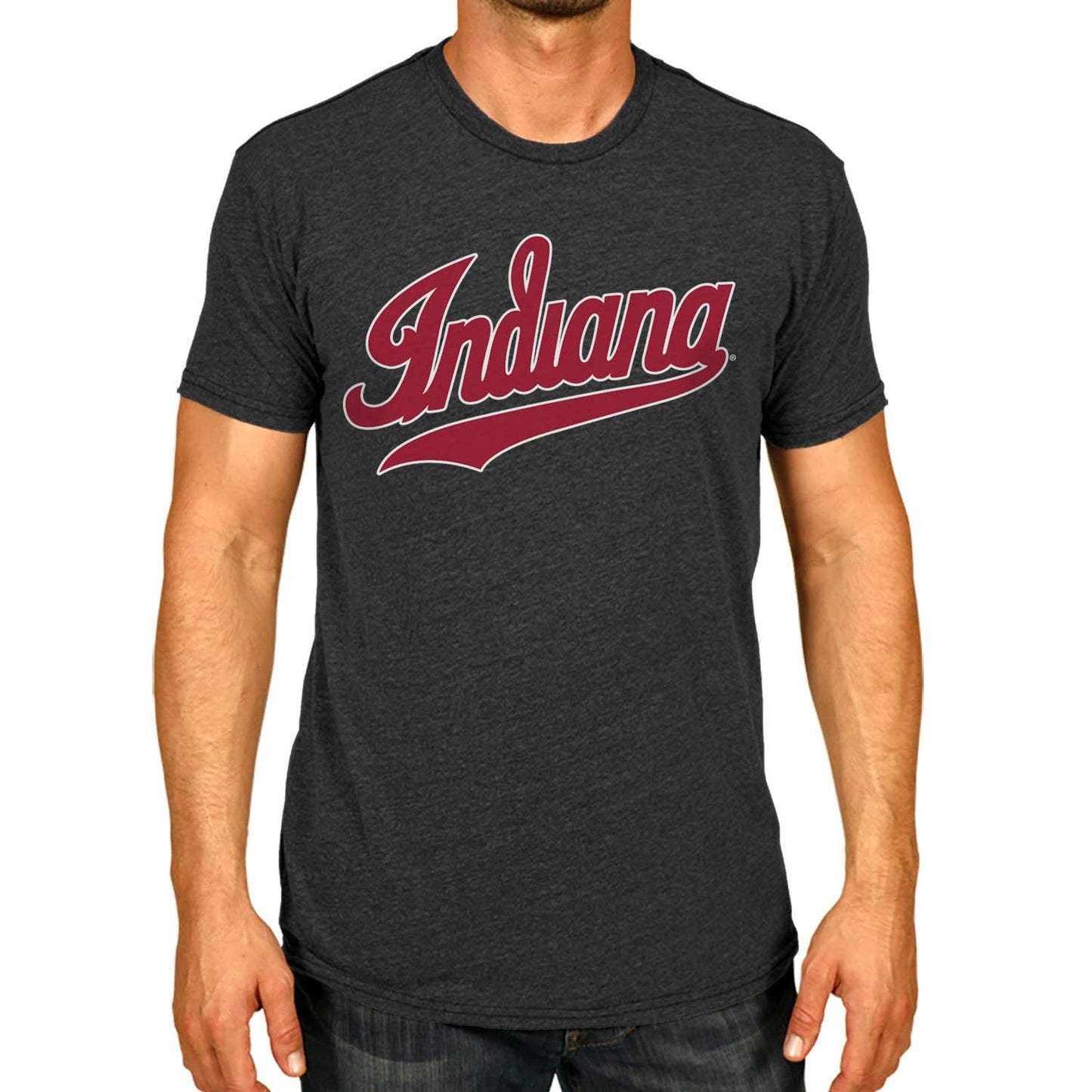 Indiana Hoosiers Campus Colors NCAA Adult Cotton Blend Charcoal Tagless T-Shirt - Charcoal