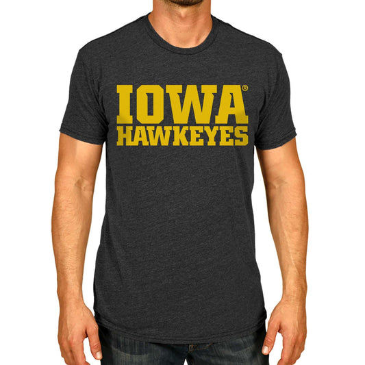 Iowa Hawkeyes Campus Colors NCAA Adult Cotton Blend Charcoal Tagless T-Shirt - Charcoal