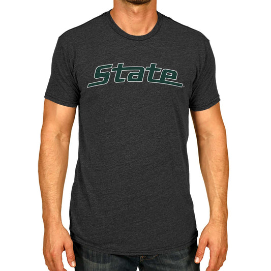 Michigan State Spartans Campus Colors NCAA Adult Cotton Blend Charcoal Tagless T-Shirt - Charcoal