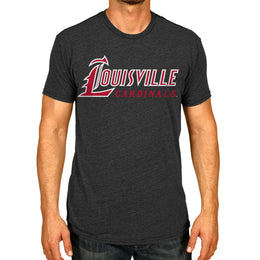 Louisville Cardinals Campus Colors NCAA Adult Cotton Blend Charcoal Tagless T-Shirt - Charcoal