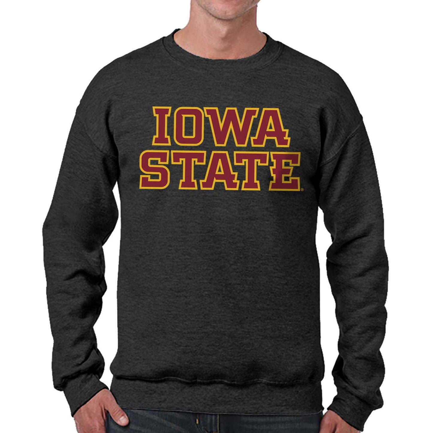 Iowa State Cyclones NCAA Adult Charcoal Crewneck Fleece Sweatshirt - Charcoal