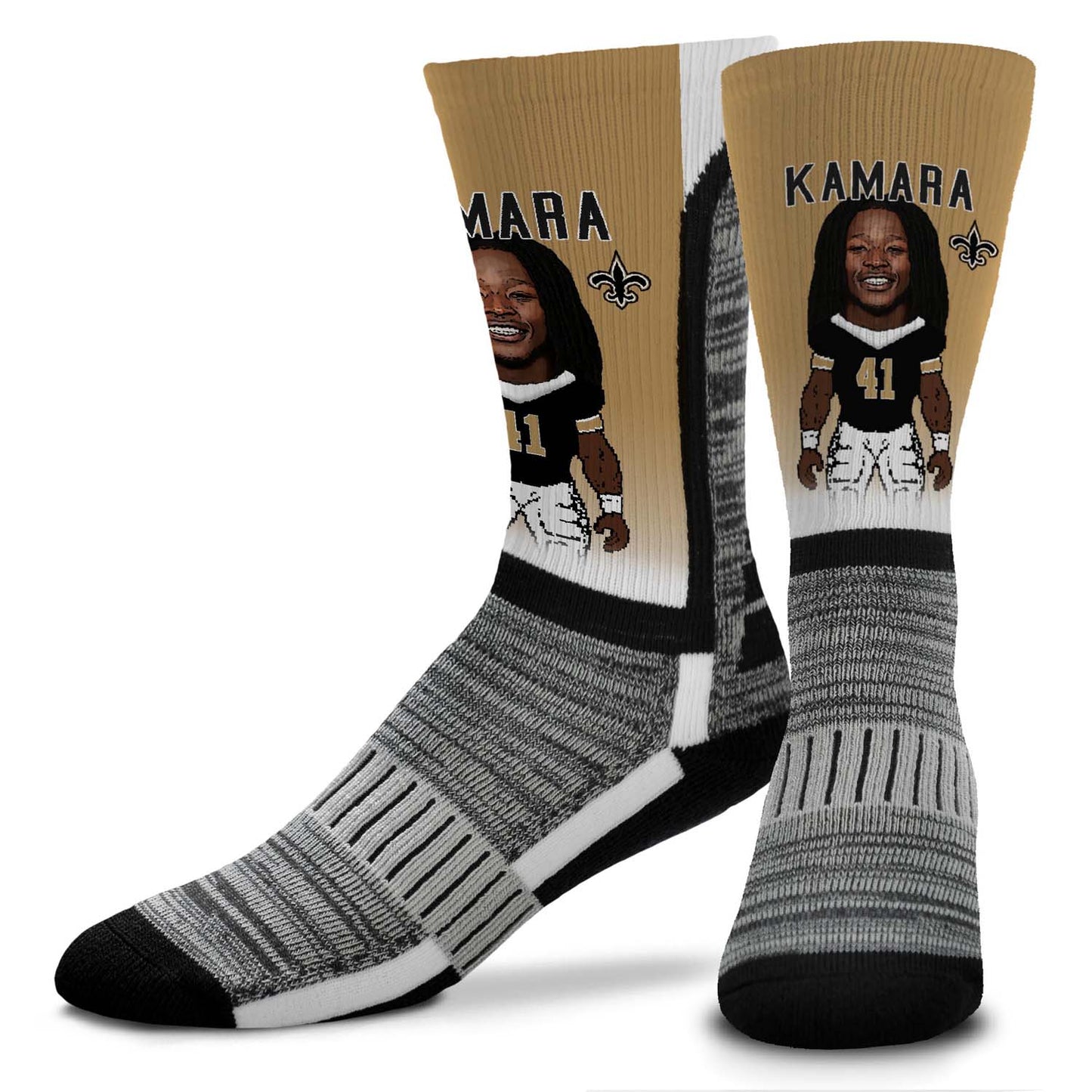 New Orleans Saints NFL Adult V Curve MVP Player Crew Socks - Old Gold