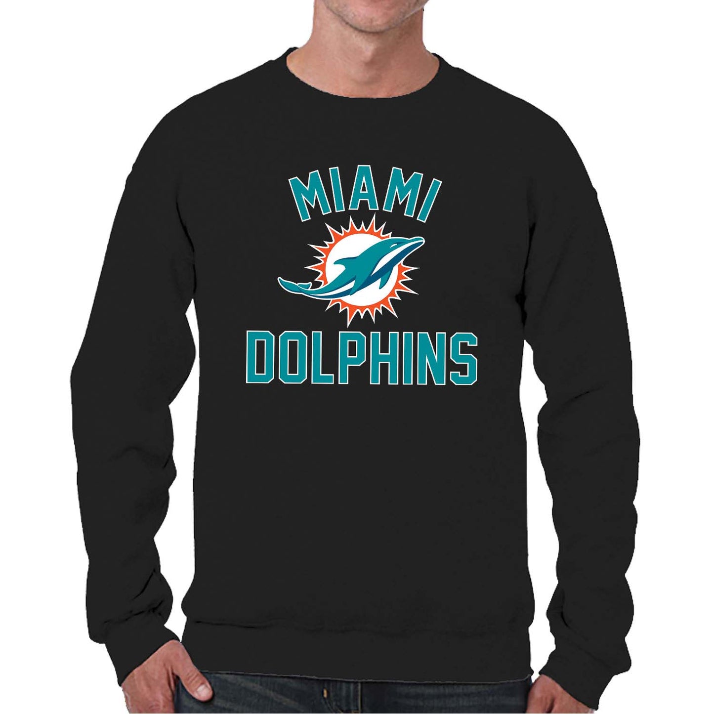 Miami Dolphins NFL Adult Gameday Football Crewneck Sweatshirt - Black