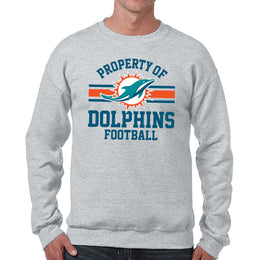 Miami Dolphins NFL Adult Property Of Crewneck Fleece Sweatshirt - Sport Gray
