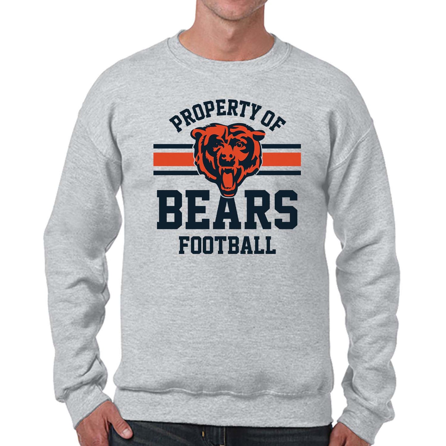 Chicago Bears NFL Adult Property Of Crewneck Fleece Sweatshirt - Sport Gray