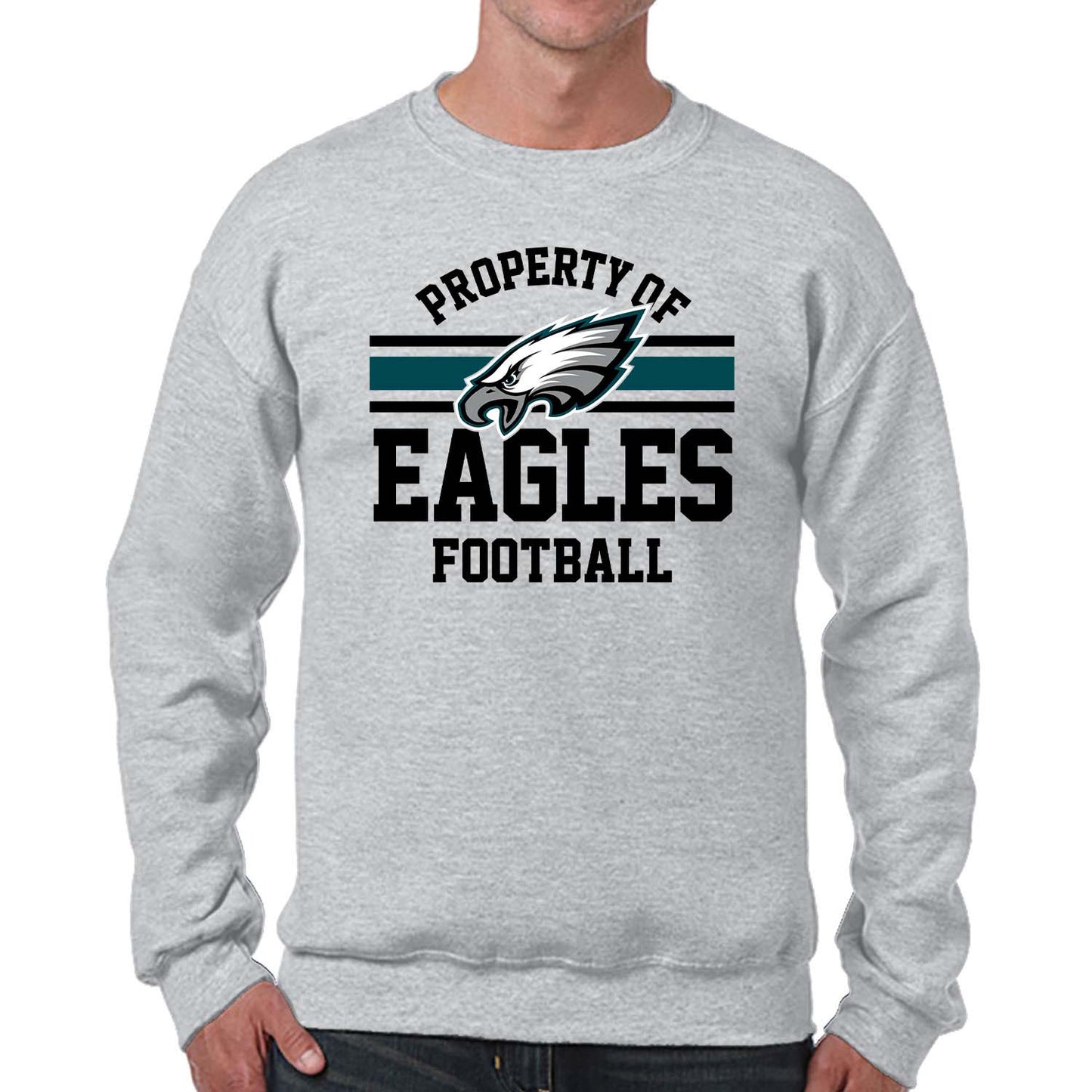 Philadelphia Eagles NFL Adult Property Of Crewneck Fleece Sweatshirt - Sport Gray