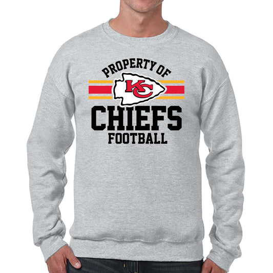 Kansas City Chiefs NFL Adult Property Of Crewneck Fleece Sweatshirt - Sport Gray