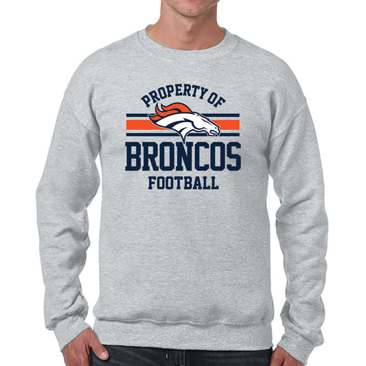 Denver Broncos NFL Adult Property Of Crewneck Fleece Sweatshirt - Sport Gray