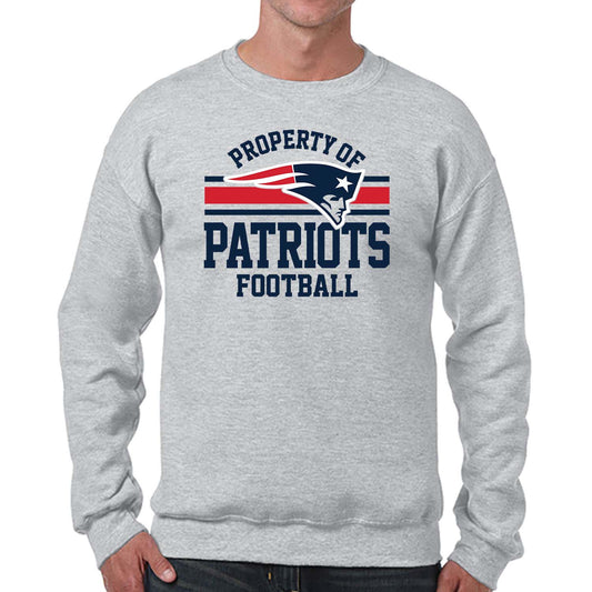 New England Patriots NFL Adult Property Of Crewneck Fleece Sweatshirt - Sport Gray